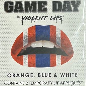Game Day Violent Lips 💋 Orange, Blue & White Temporary Lip Tattoos | 2 Pa…
